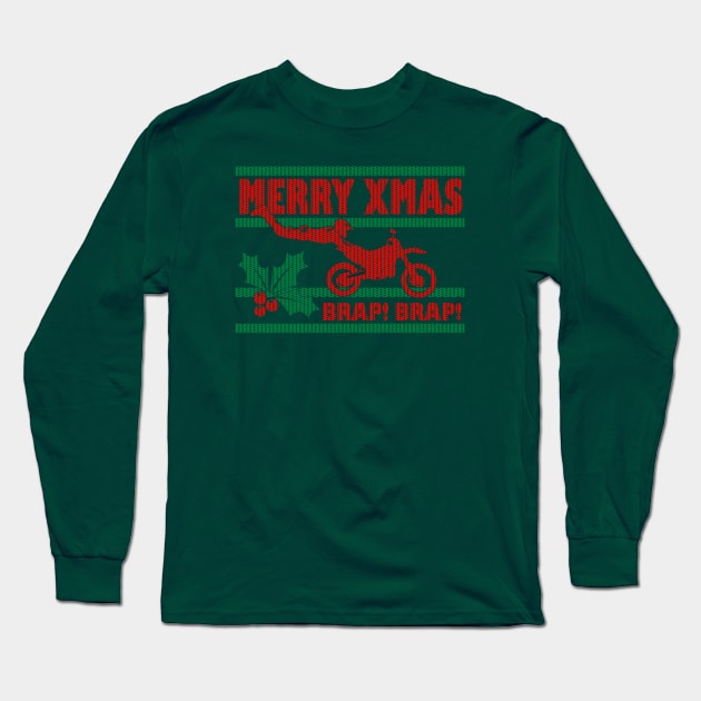 MotoX Xmas Sweater Long Sleeve T-Shirt by Digitanim8tor